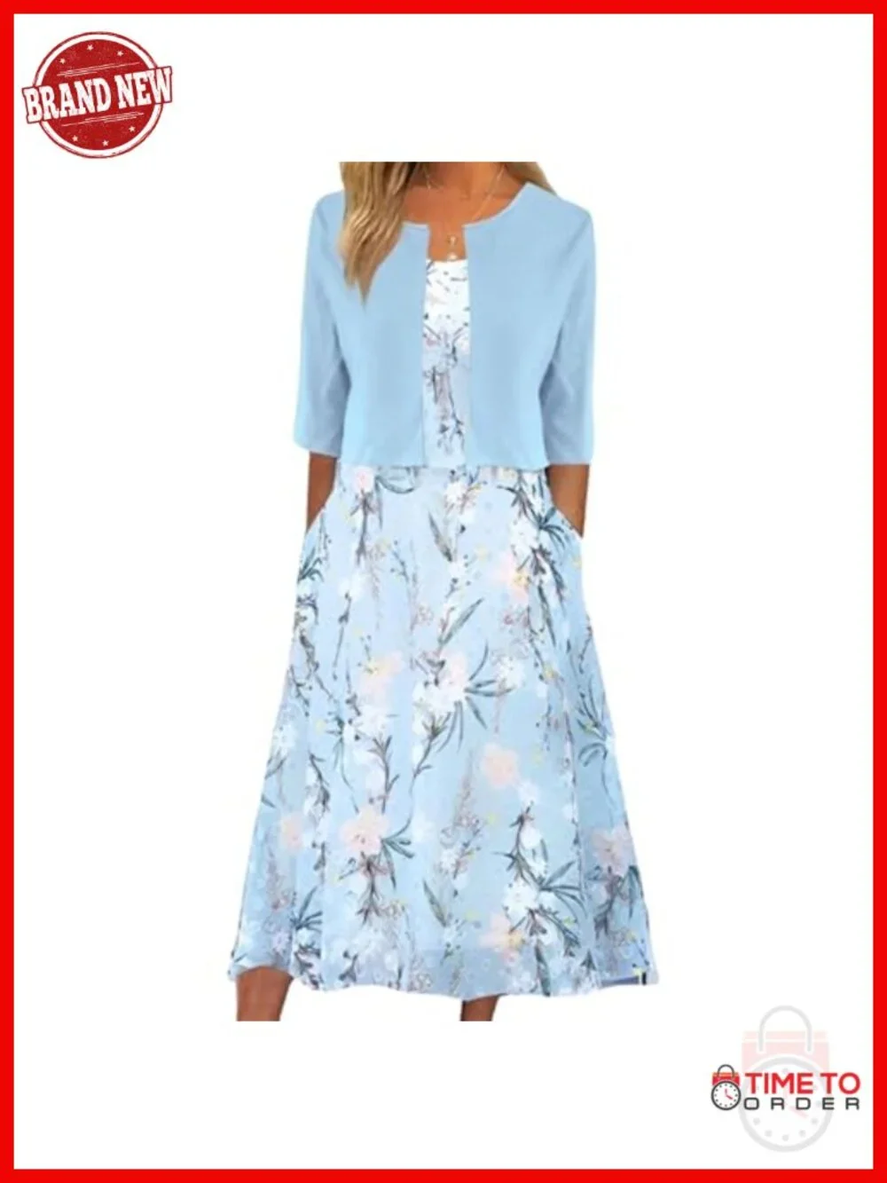2 Piece Dress with Jacket Set A-Line Midi Dress Lounge Outfits